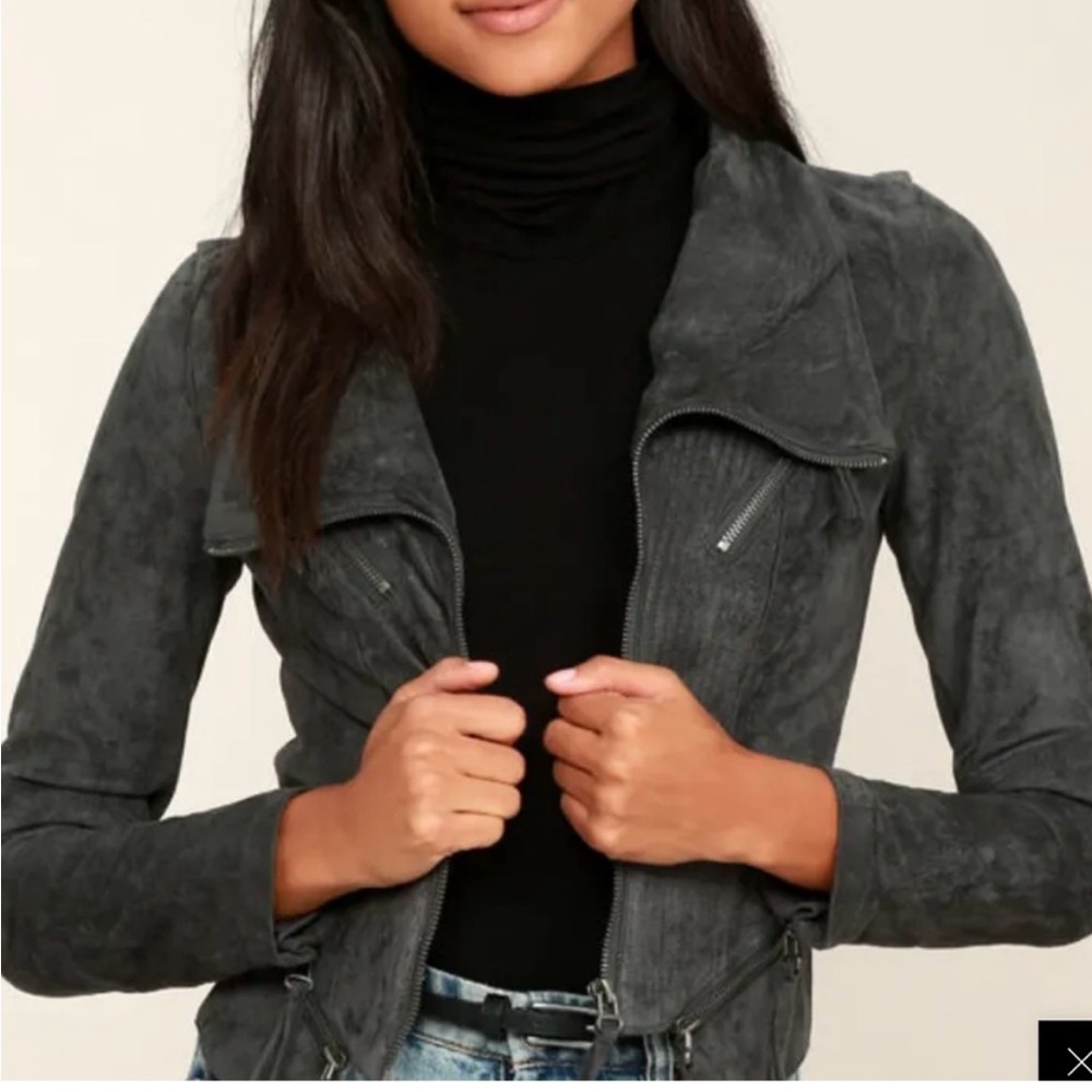 Lulus gray suede moto crop jacket